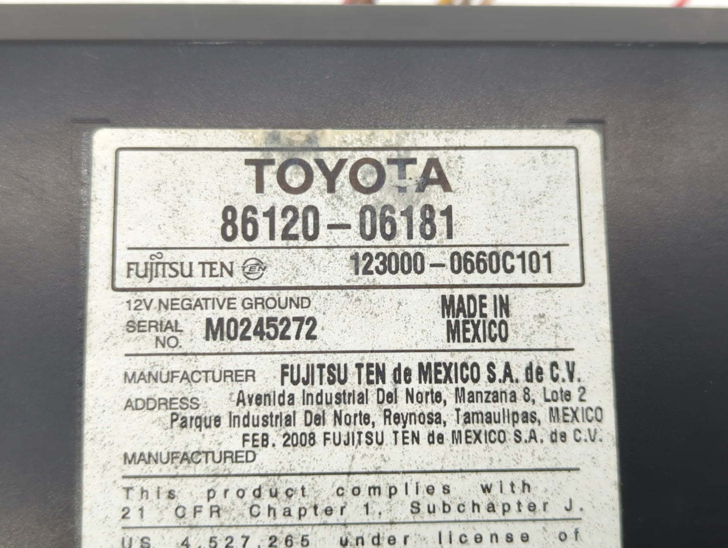 2007-2009 Toyota Camry Radio AM FM Cd Player Receiver Replacement P/N:86120-06182 86120-33890 Fits Fits 2007 2008 2009 OEM U