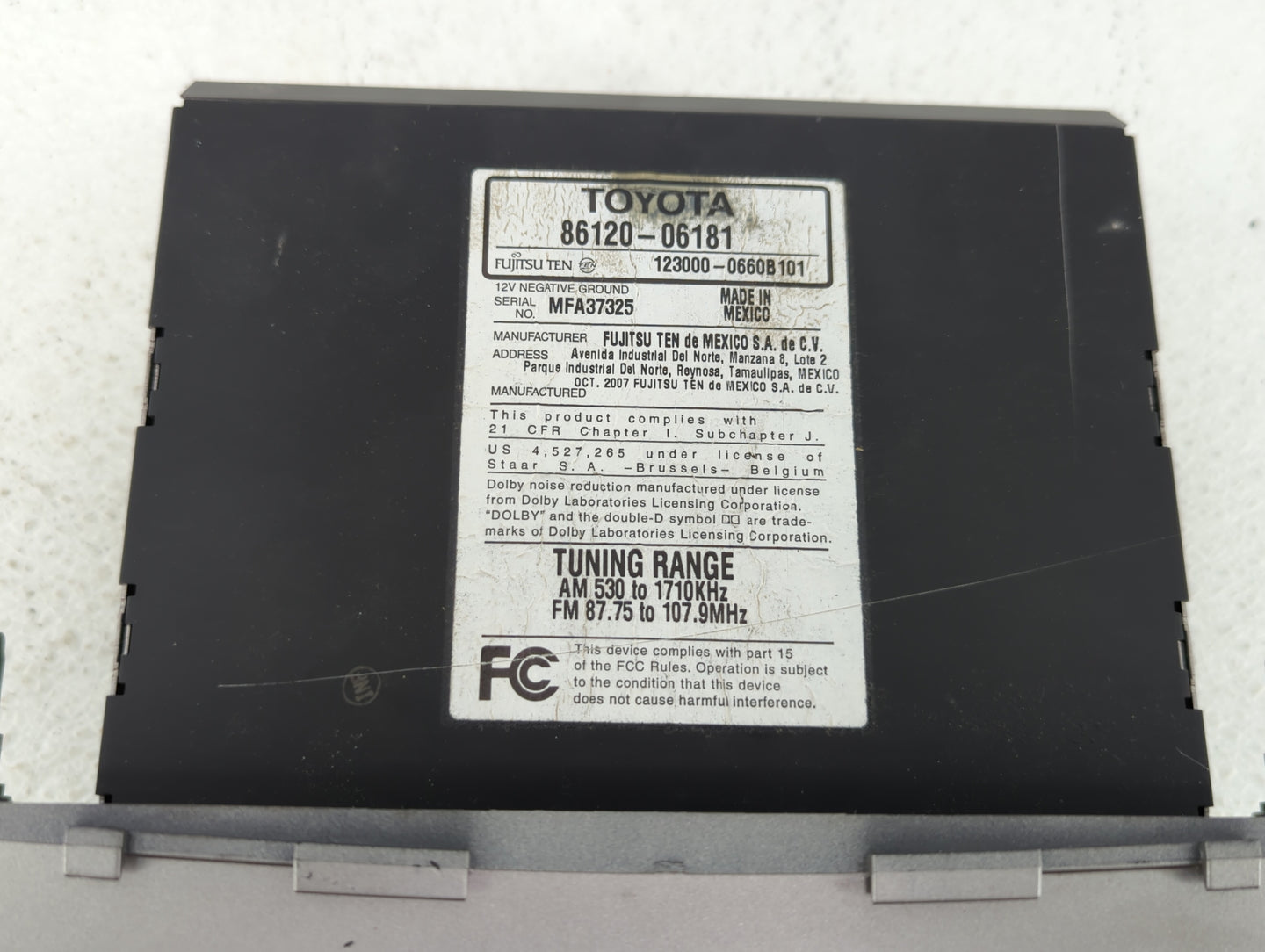 2007-2009 Toyota Camry Am Fm Cd Player Radio Receiver - Oemusedautoparts1.com