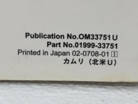 2008 Toyota Camry Owners Manual Book Guide OEM Used Auto Parts - Oemusedautoparts1.com
