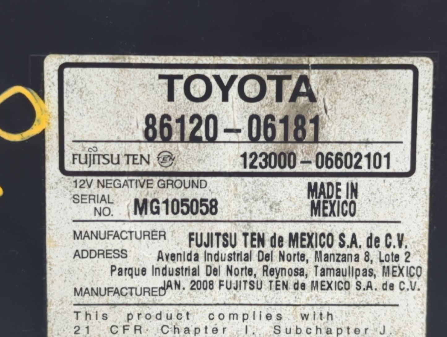 2007-2009 Toyota Camry Radio AM FM Cd Player Receiver Replacement P/N:86120-06181 86120-06182 Fits Fits 2007 2008 2009 OEM U