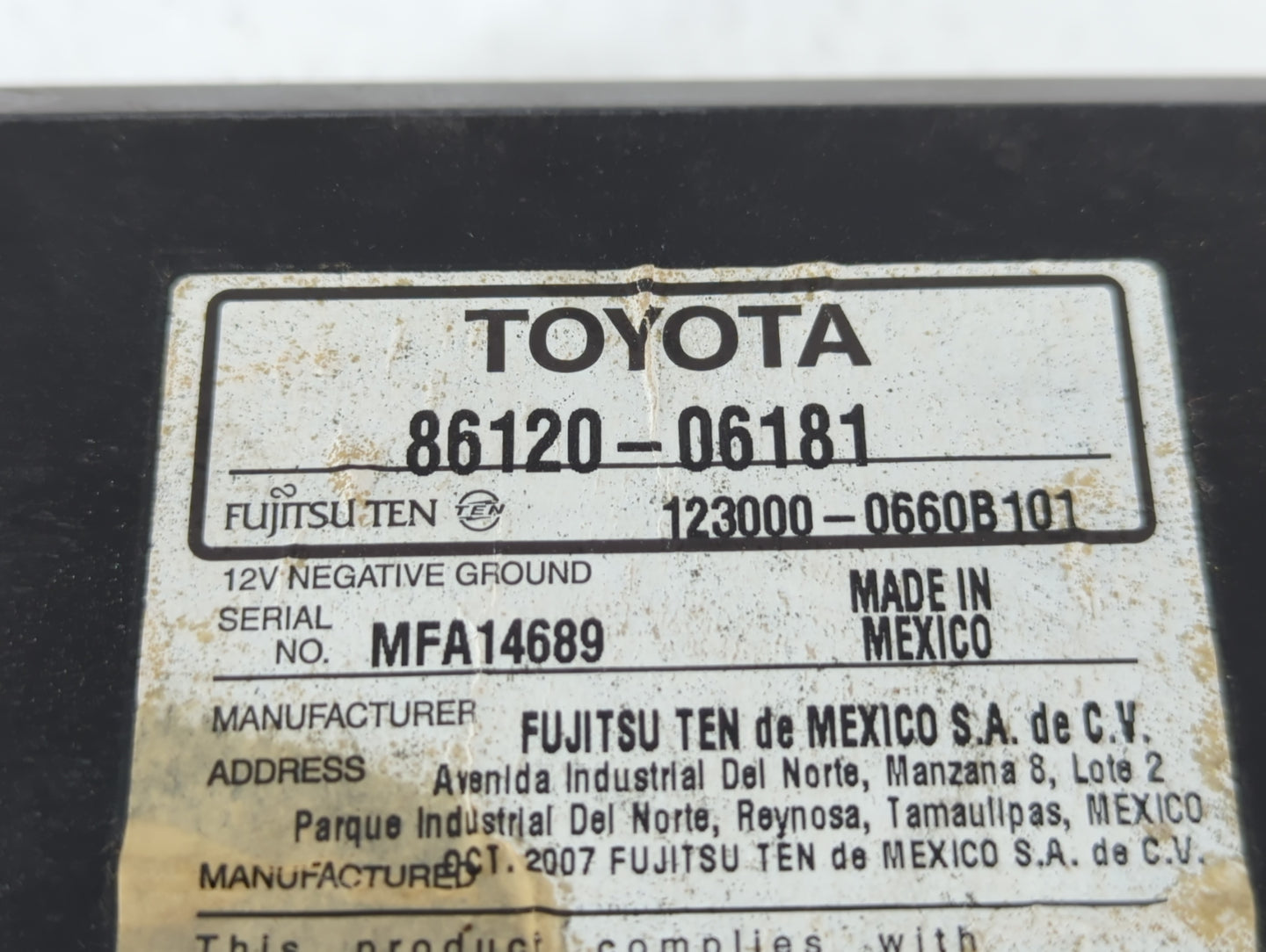 2007-2009 Toyota Camry Radio AM FM Cd Player Receiver Replacement P/N:86120-06181 Fits Fits 2007 2008 2009 OEM Used Auto Par