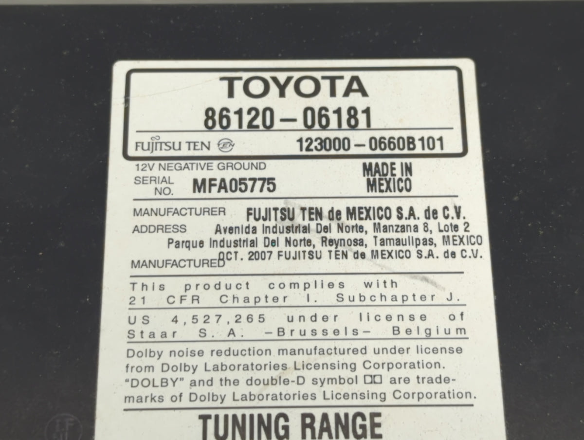 2007-2009 Toyota Camry Am Fm Cd Player Radio Receiver 726163 - Oemusedautoparts1.com