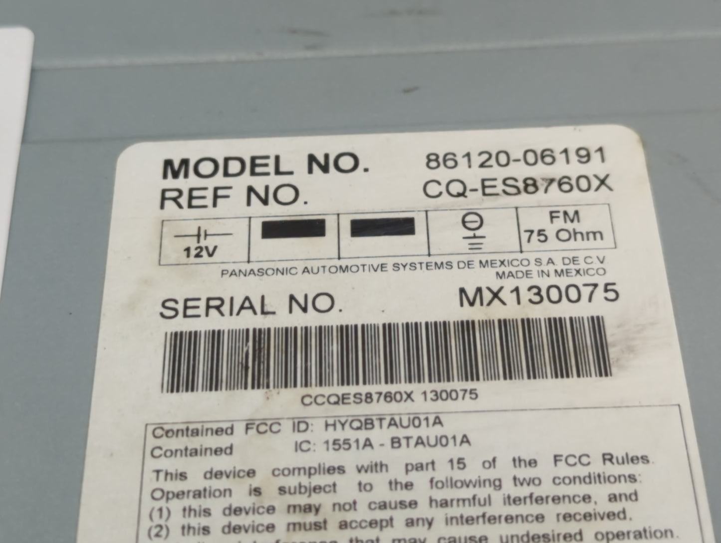 2007-2009 Toyota Camry Am Fm Cd Player Radio Receiver - Oemusedautoparts1.com