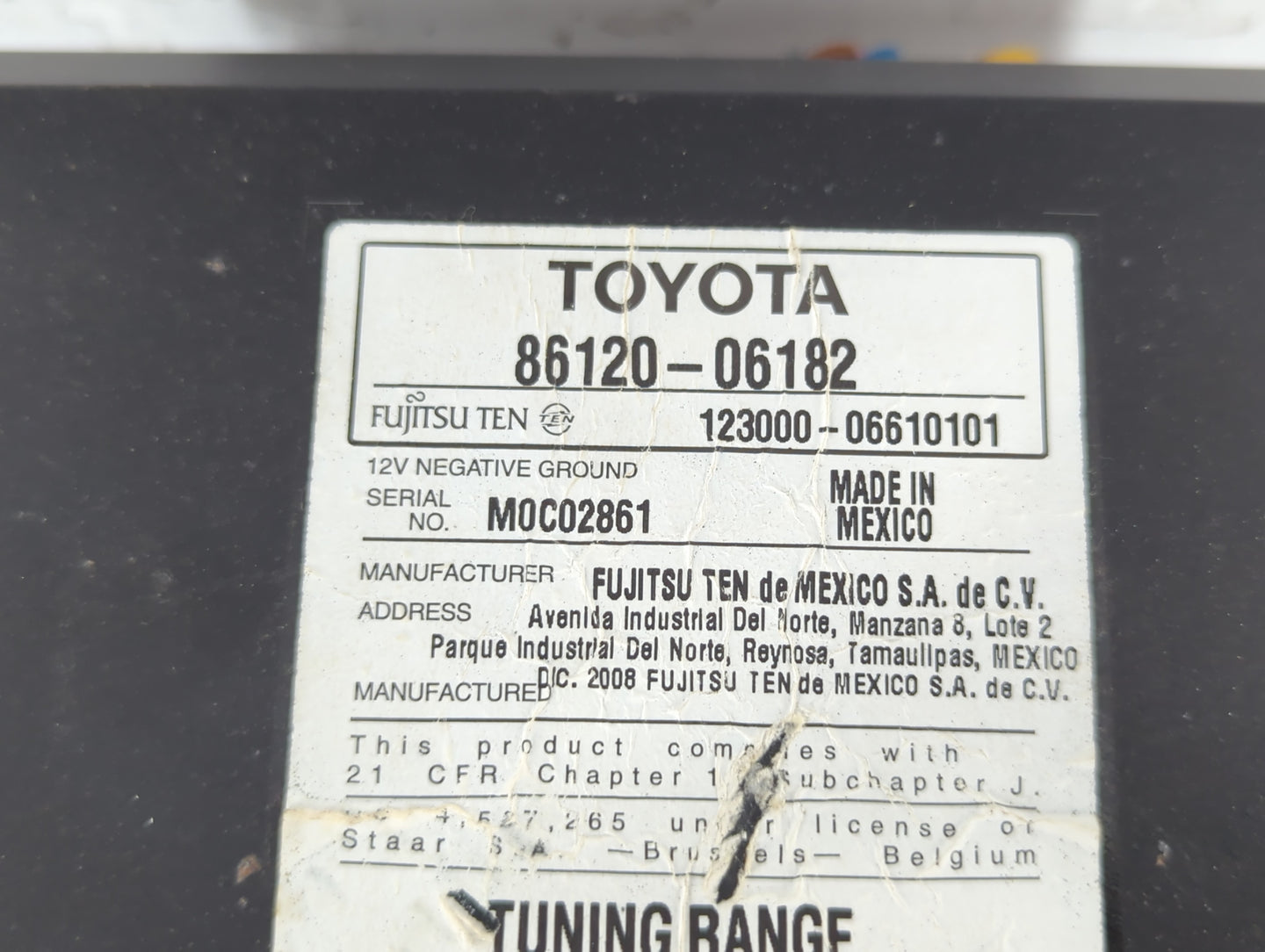2007-2009 Toyota Camry Radio AM FM Cd Player Receiver Replacement P/N:86120-06182 Fits Fits 2007 2008 2009 OEM Used Auto Par