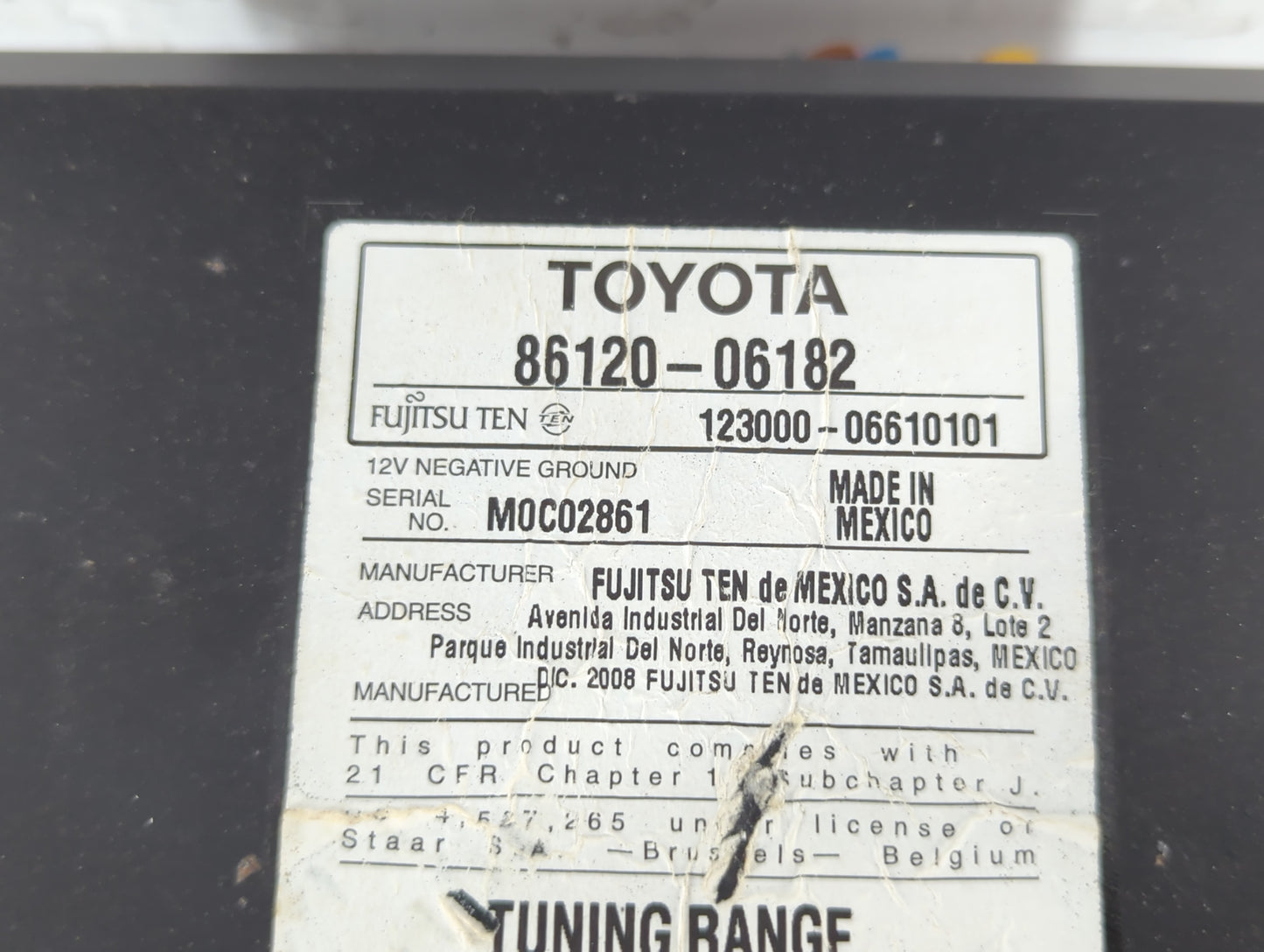 2007-2009 Toyota Camry Radio AM FM Cd Player Receiver Replacement P/N:86120-06182 Fits Fits 2007 2008 2009 OEM Used Auto Par