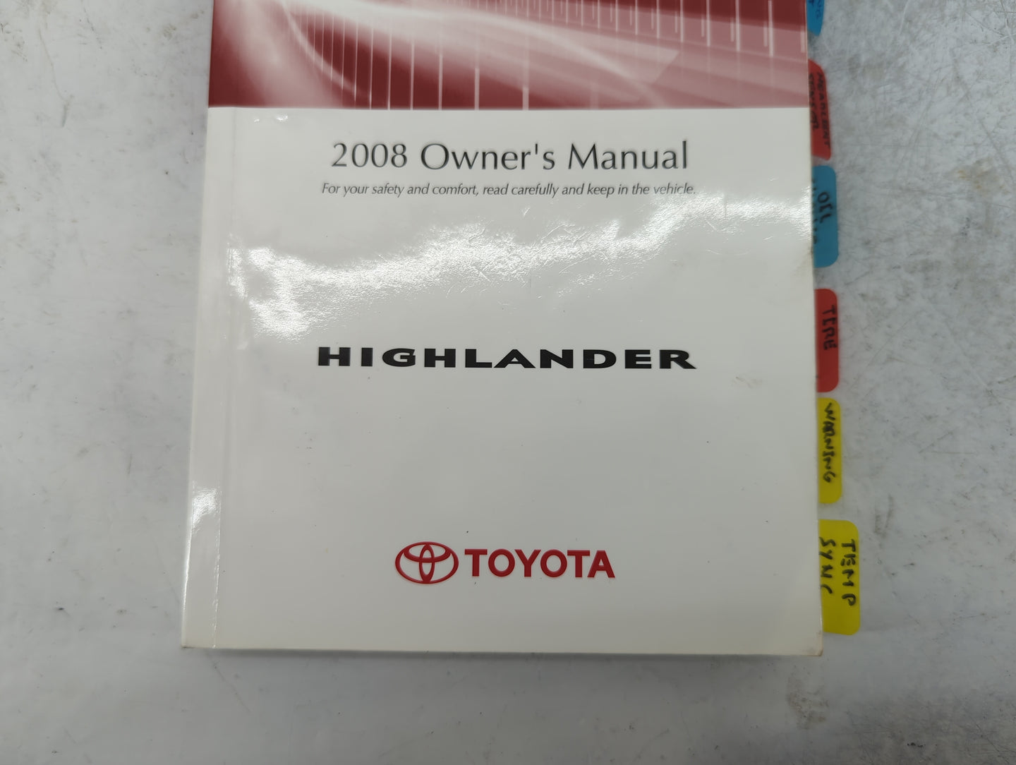 2008 Toyota Highlander Owners Manual Book Guide P/N:OM48690U 01999-48690 OEM Used Auto Parts - Oemusedautoparts1.com
