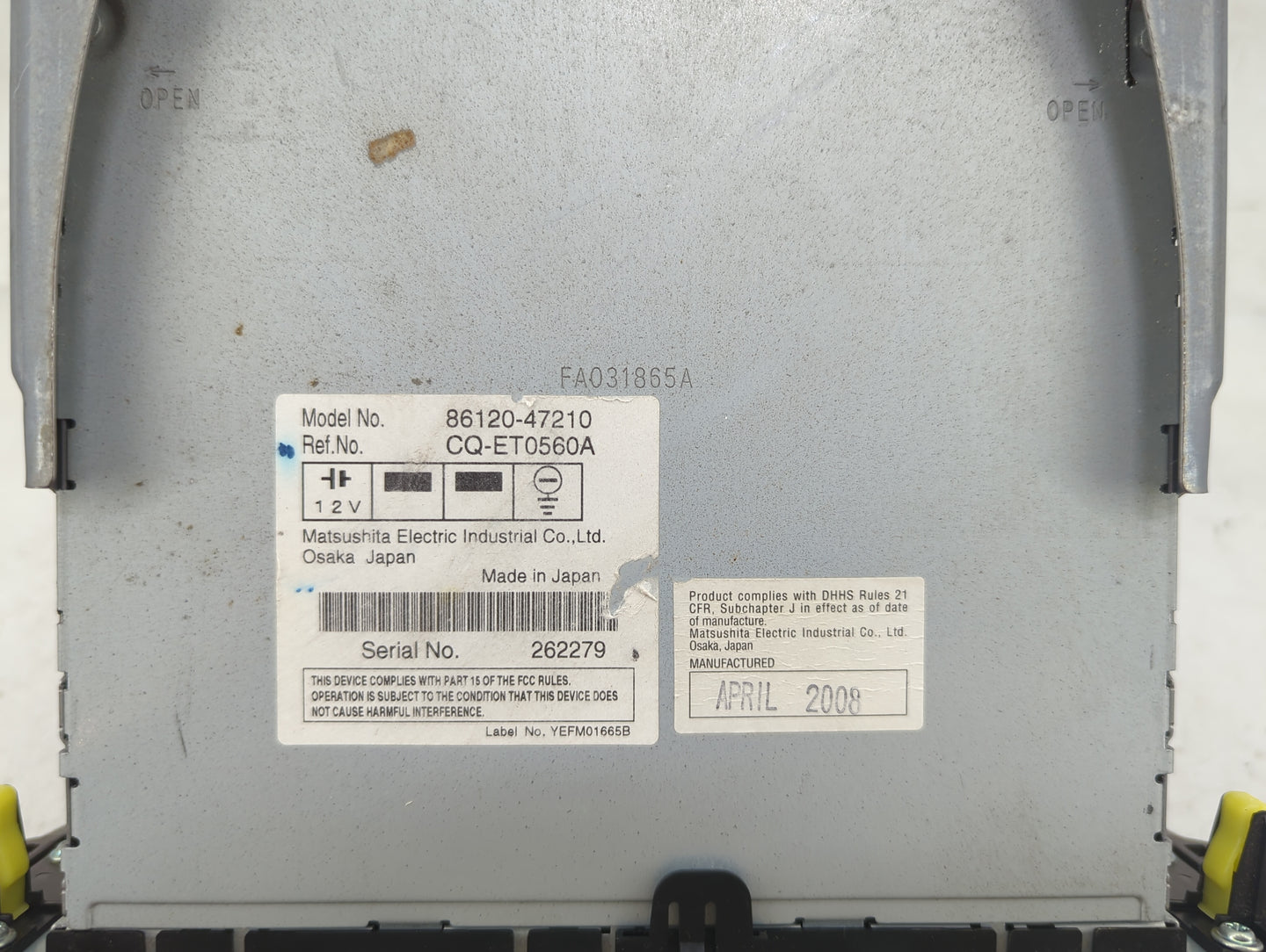 2006-2009 Toyota Prius Radio AM FM Cd Player Receiver Replacement P/N:86120-47210 Fits Fits 2006 2007 2008 2009 OEM Used Aut