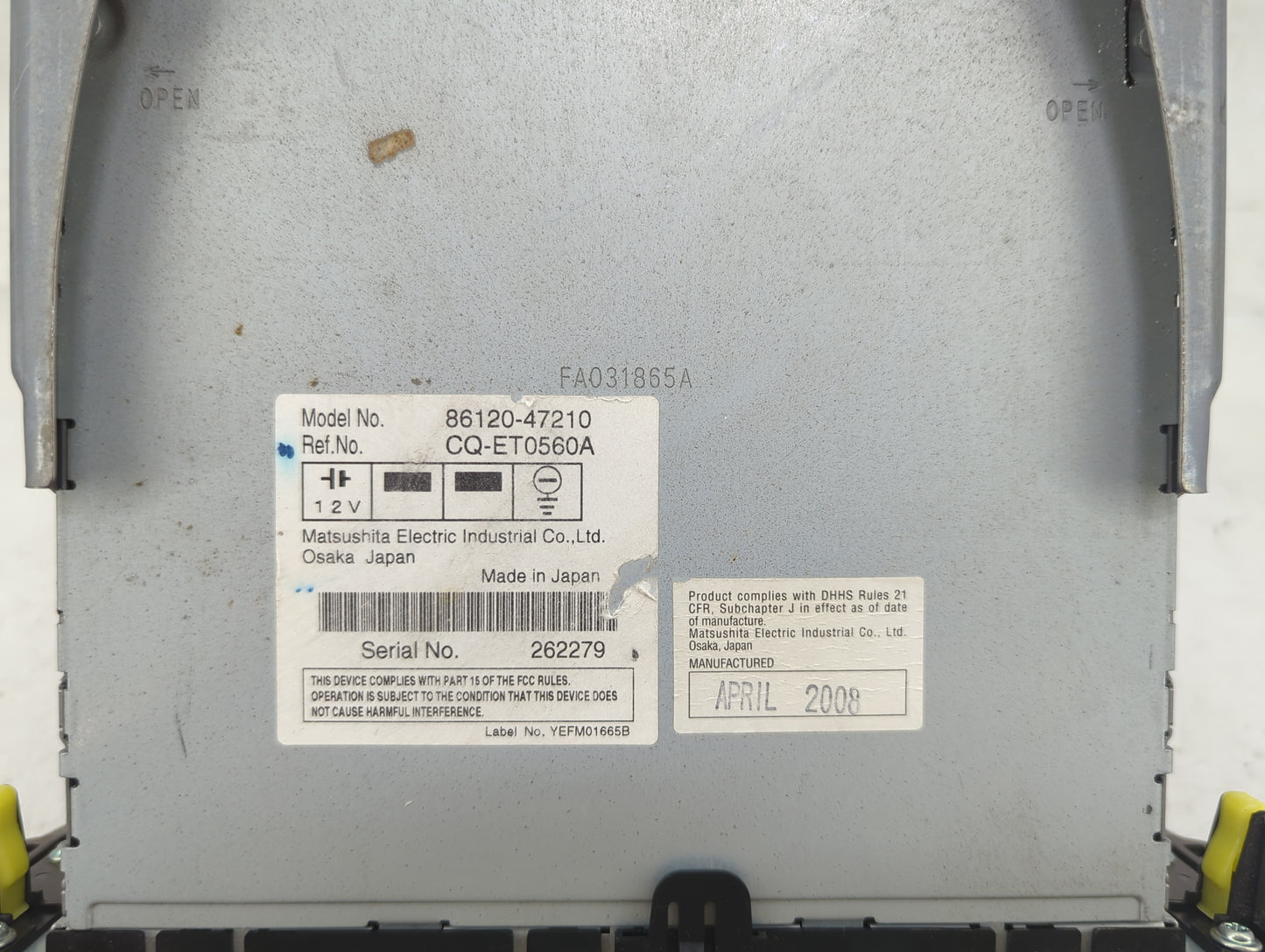 2006-2009 Toyota Prius Radio AM FM Cd Player Receiver Replacement P/N:86120-47210 Fits Fits 2006 2007 2008 2009 OEM Used Aut