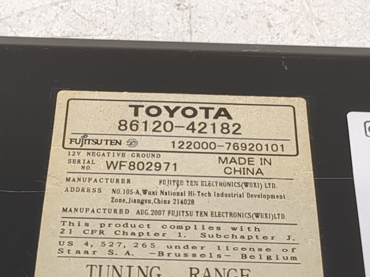 2007-2008 Toyota Rav4 Radio AM FM Cd Player Receiver Replacement P/N:86120-42182 122000-76920101 Fits Fits 2007 2008 OEM Use
