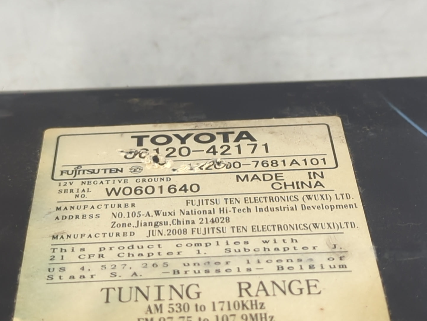 2006-2008 Toyota Rav4 Radio AM FM Cd Player Receiver Replacement P/N:86120-42171 86120-7681A101, W0601640 Fits Fits 2006 200