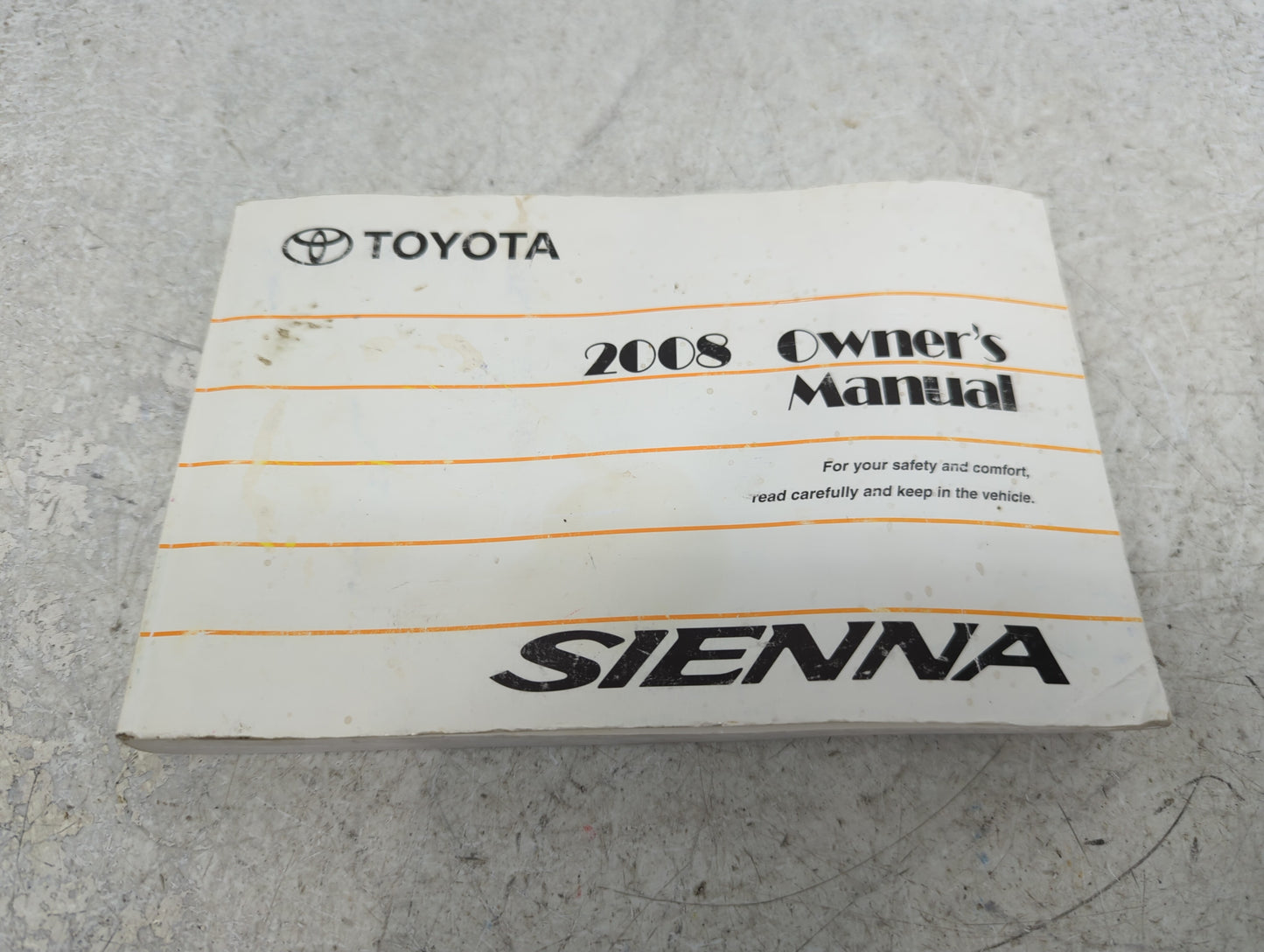 2008 Toyota Sienna Owners Manual Book Guide P/N:01999-45455 OEM Used Auto Parts - Oemusedautoparts1.com