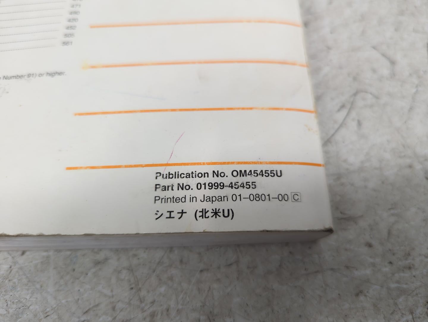 2008 Toyota Sienna Owners Manual Book Guide P/N:01999-45455 OEM Used Auto Parts - Oemusedautoparts1.com
