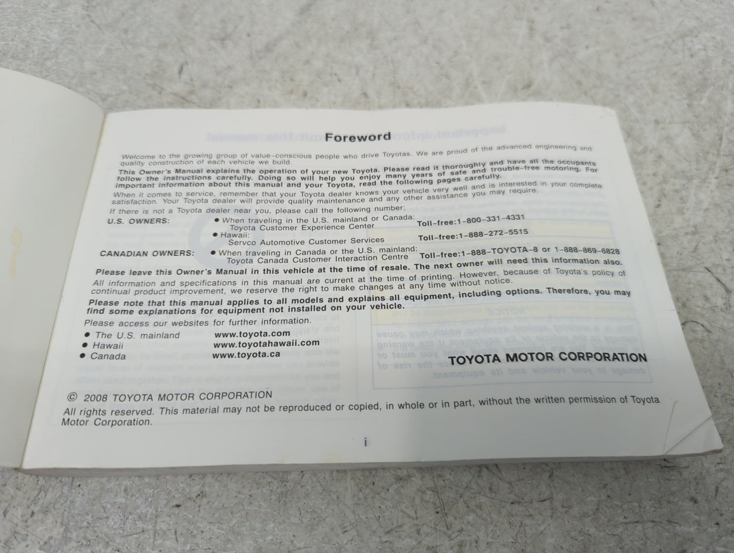 2008 Toyota Sienna Owners Manual Book Guide P/N:01999-45455 OEM Used Auto Parts - Oemusedautoparts1.com