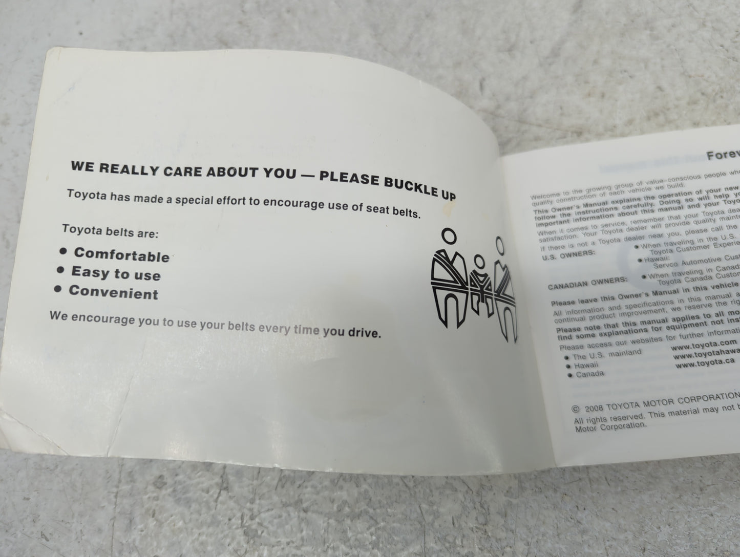 2008 Toyota Sienna Owners Manual Book Guide P/N:01999-45455 OEM Used Auto Parts - Oemusedautoparts1.com