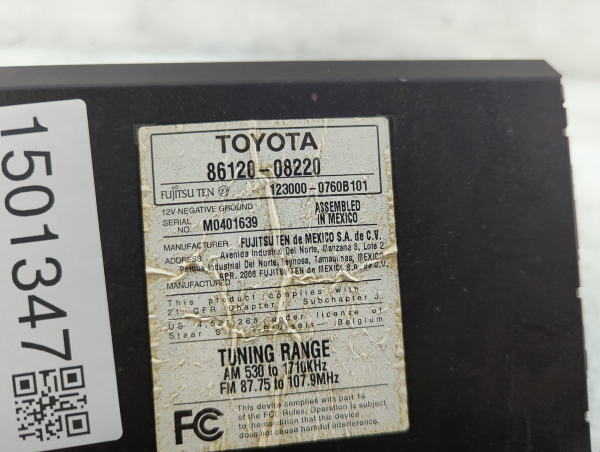 2008-2010 Toyota Sienna Radio AM FM Cd Player Receiver Replacement P/N:86120-08220 123000-0760B101 Fits Fits 2008 2009 2010 