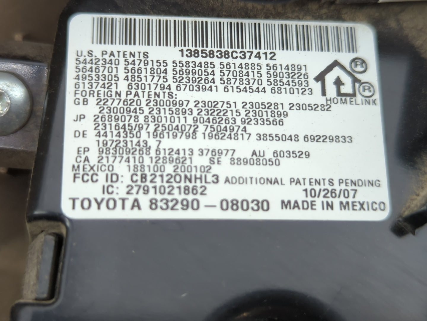 2008 Toyota Sienna Overhead Roof Console - Oemusedautoparts1.com