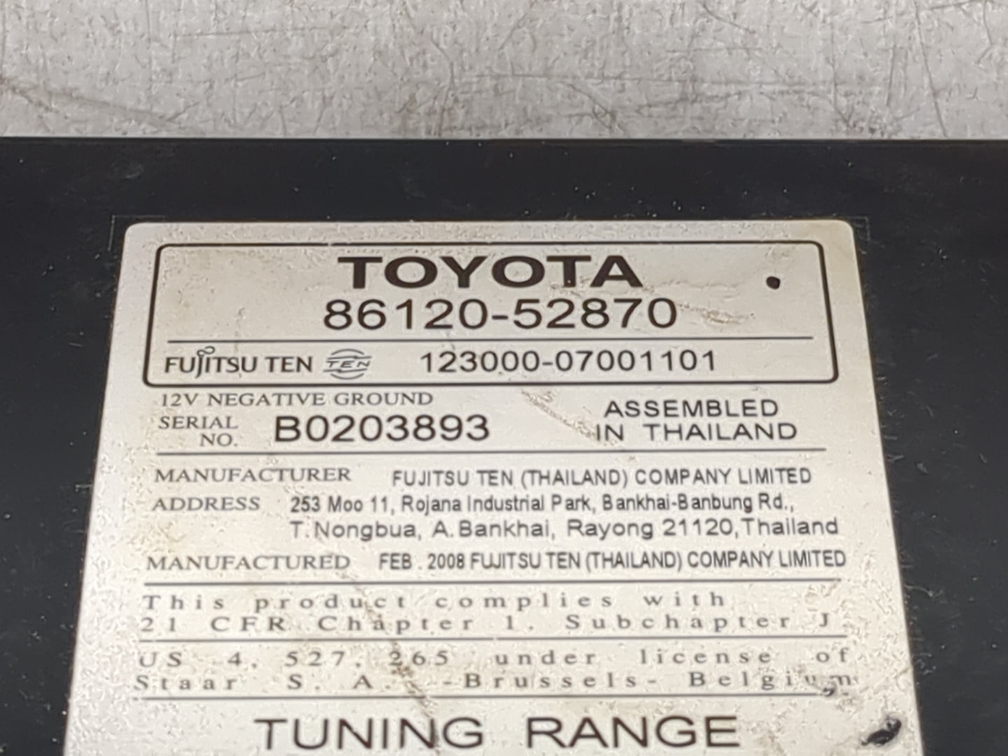 2008 Toyota Yaris Radio AM FM Cd Player Receiver Replacement P/N:86120-52870 123000-07001101 Fits OEM Used Auto Parts - Oemu