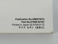 2008 Toyota Yaris Owners Manual Book Guide P/N:01999-52787 OEM Used Auto Parts - Oemusedautoparts1.com
