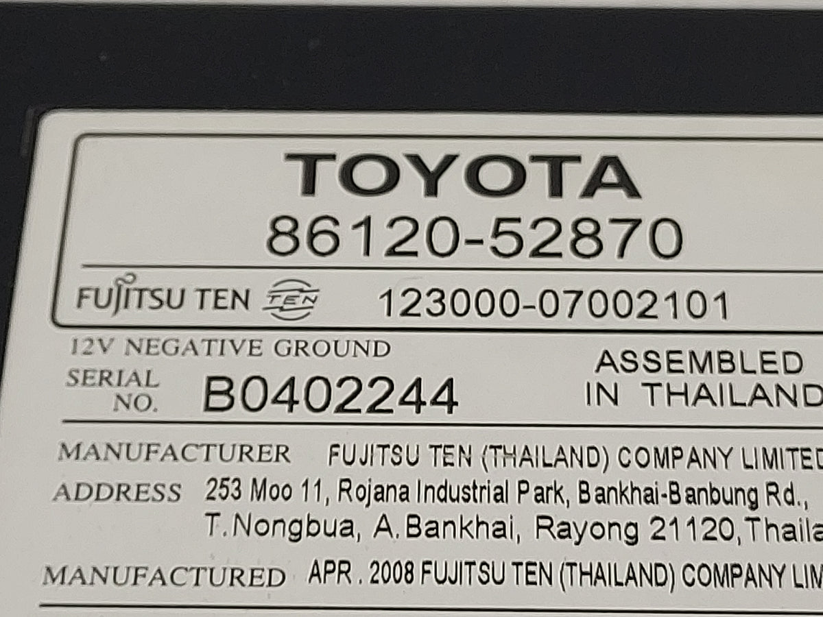 2008 Toyota Yaris Radio AM FM Cd Player Receiver Replacement P/N:86120-52870 OEM Used Auto Parts - Oemusedautoparts1.com