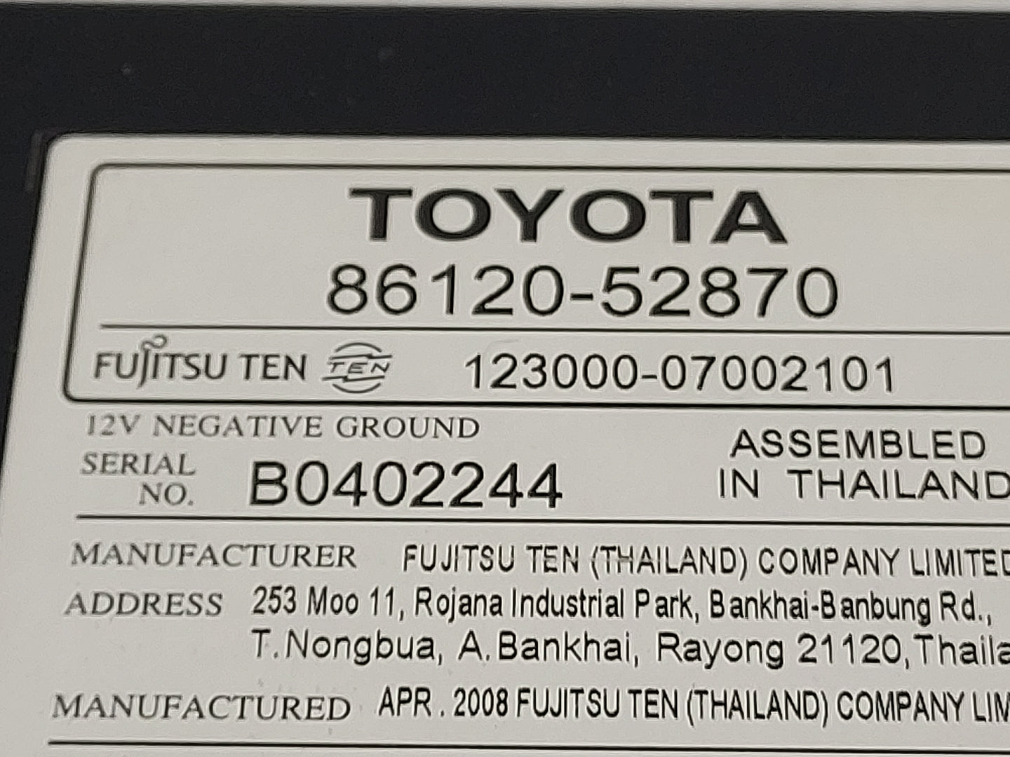 2008 Toyota Yaris Radio AM FM Cd Player Receiver Replacement P/N:86120-52870 Fits OEM Used Auto Parts - Oemusedautoparts1.co