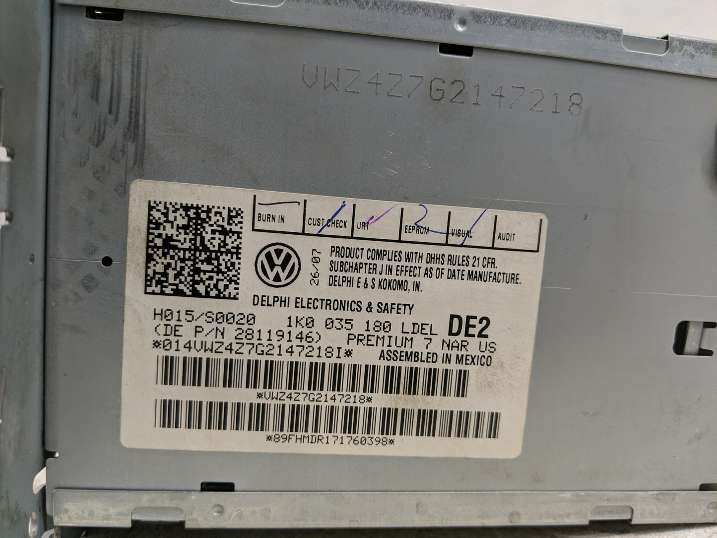 2006-2009 Volkswagen Jetta Radio AM FM Cd Player Receiver Replacement P/N:1K0 035 180 Fits Fits 2006 2007 2008 2009 OEM Used