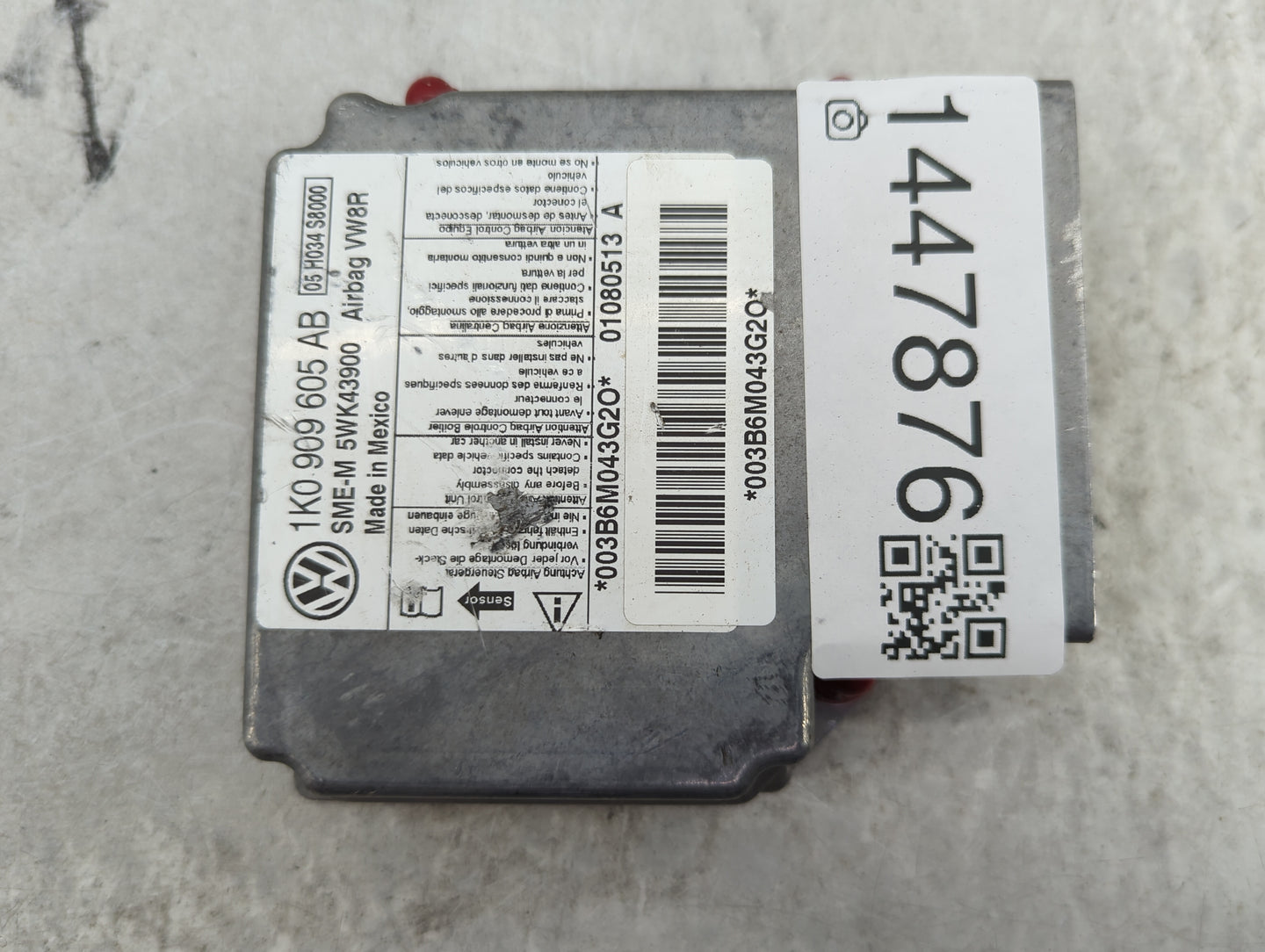 2008 Volkswagen Jetta Safety Restraint Srs Airbag Control Module - Oemusedautoparts1.com