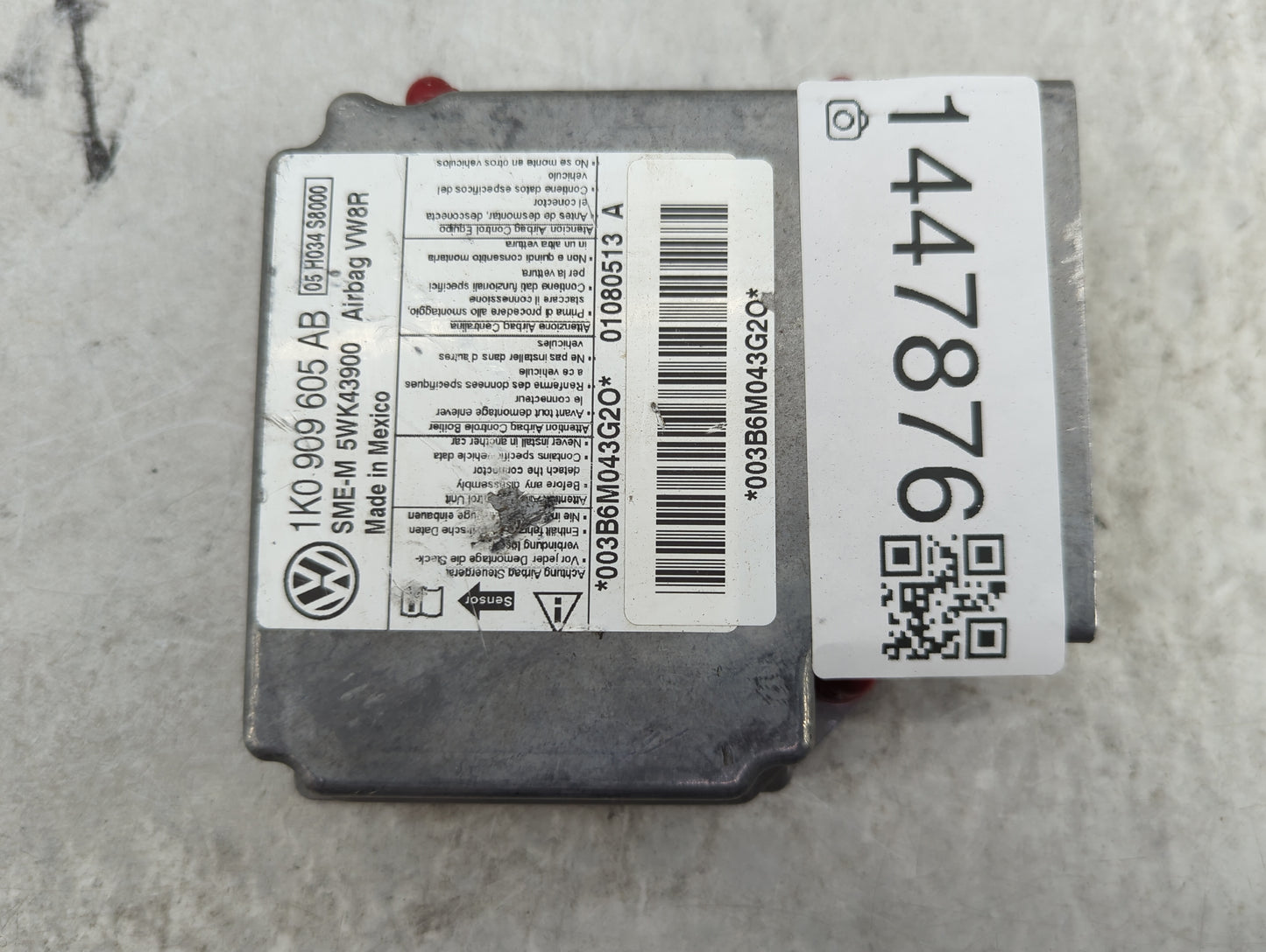 2008 Volkswagen Jetta Safety Restraint Srs Airbag Control Module - Oemusedautoparts1.com