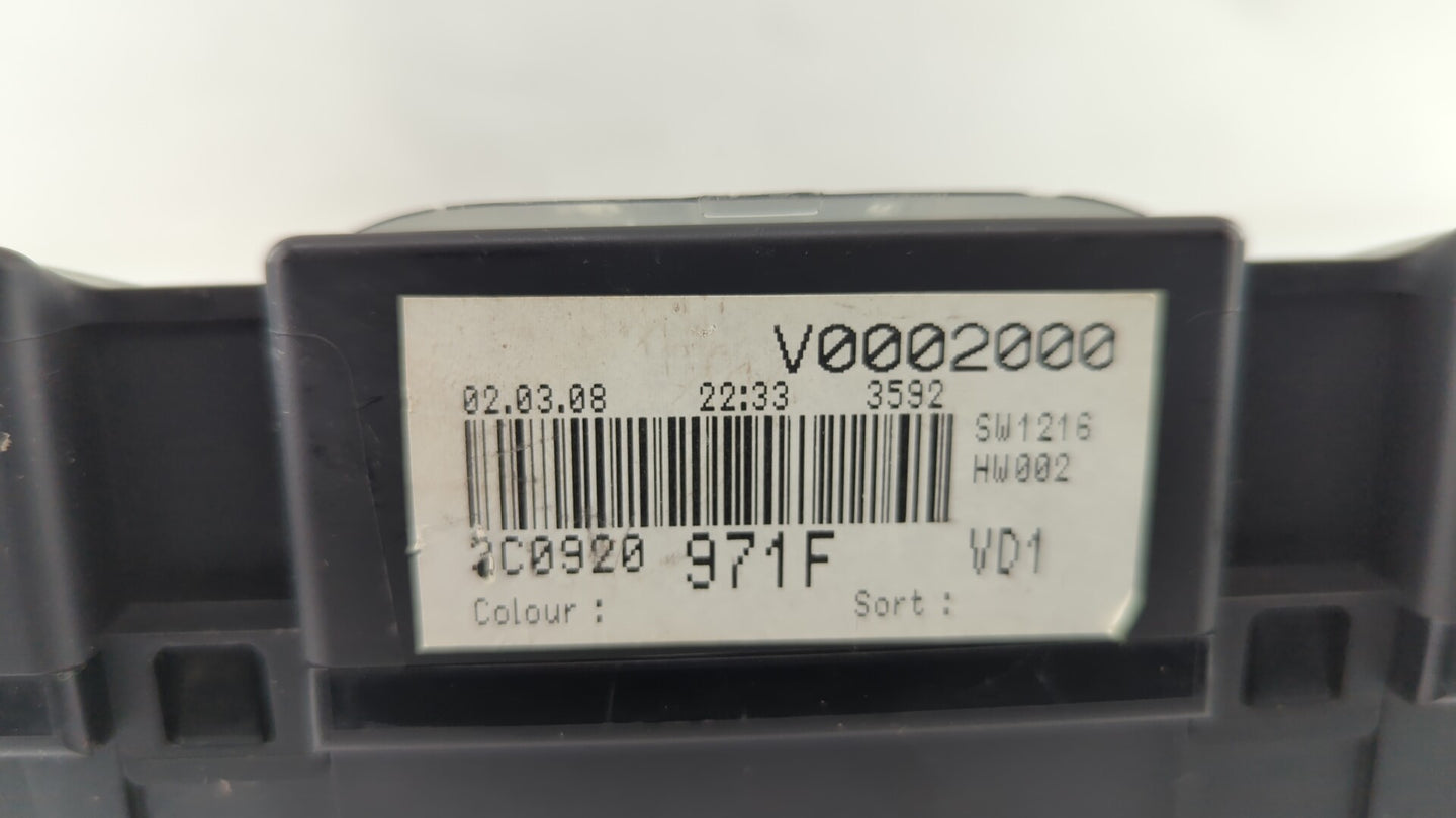 2008 Volkswagen Passat Instrument Cluster Speedometer Gauges P/N:3C0920971F A2C53194181 Fits OEM Used Auto Parts - Oemusedau