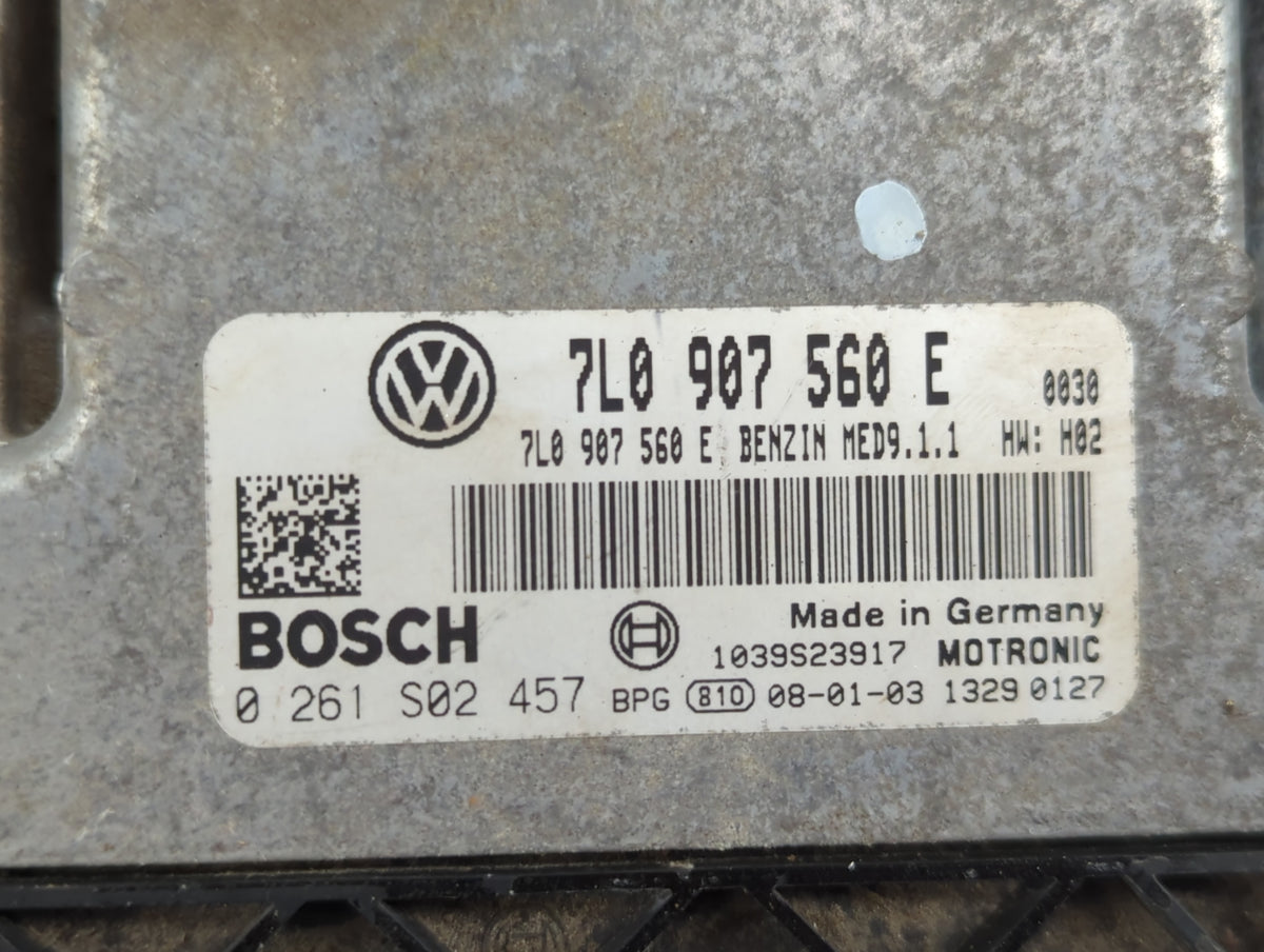 2007-2009 Volkswagen Touareg PCM Engine Control Computer ECU ECM PCU OEM P/N:7L0 907 560 E Fits 2007 2008 2009 OEM Used Auto
