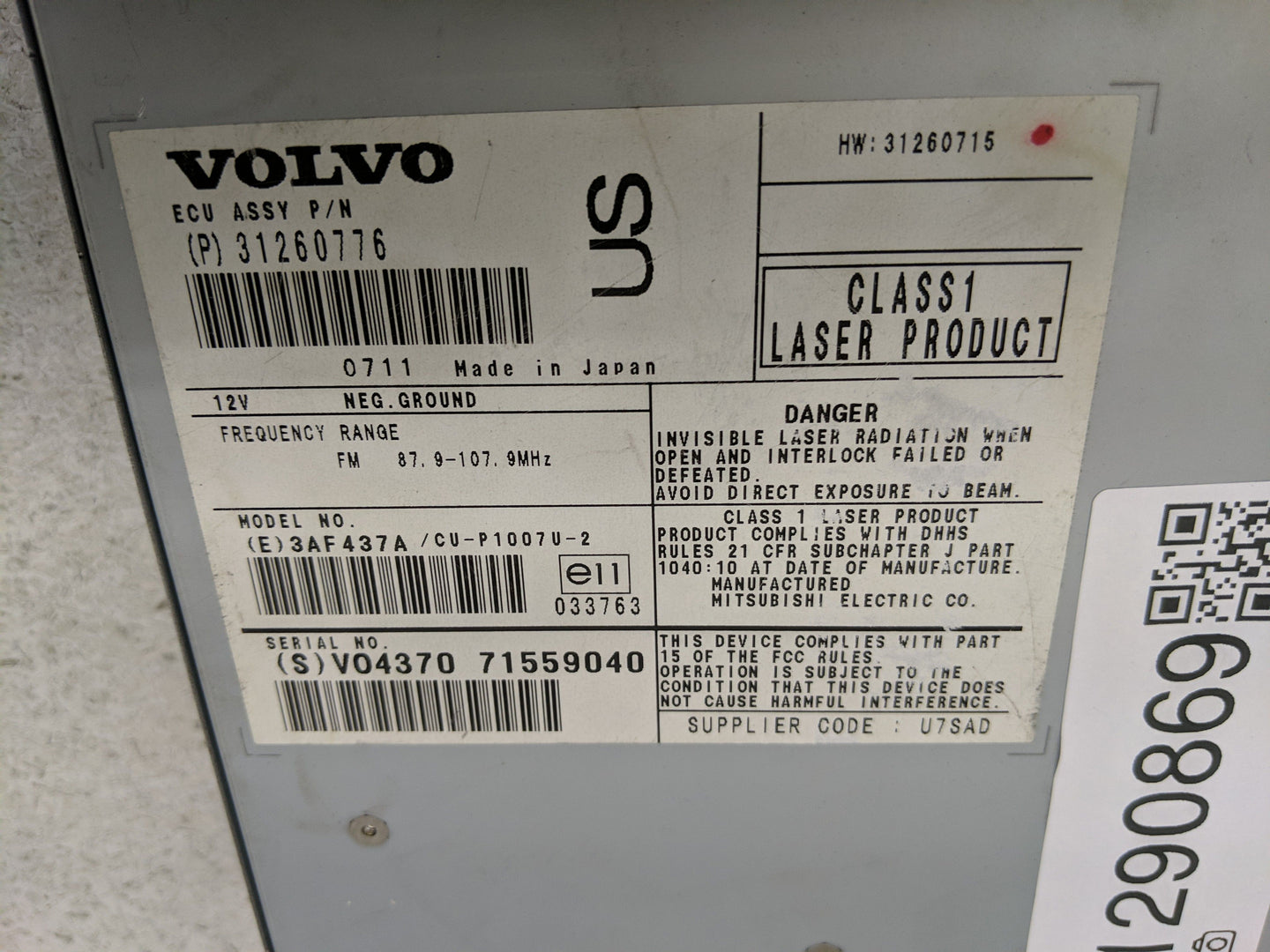 2008-2008 Volvo S40 Information Display Screen - Oemusedautoparts1.com