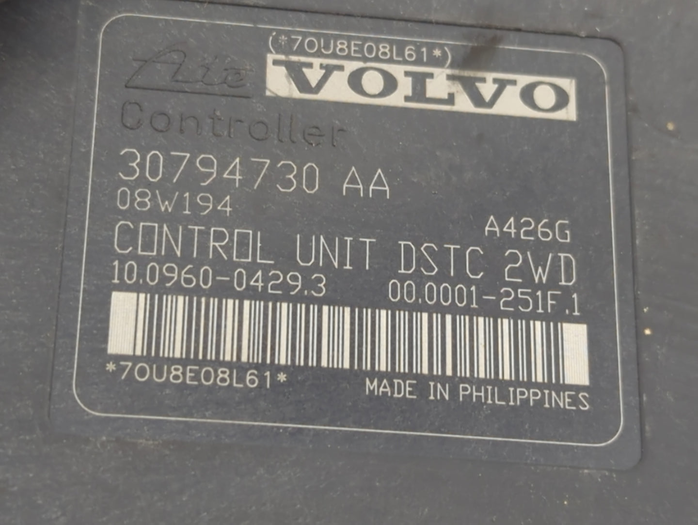 2007-2010 Volvo S40 ABS Pump Control Module Replacement P/N:30794730AA Fits Fits 2007 2008 2009 2010 2011 2012 2013 OEM Used