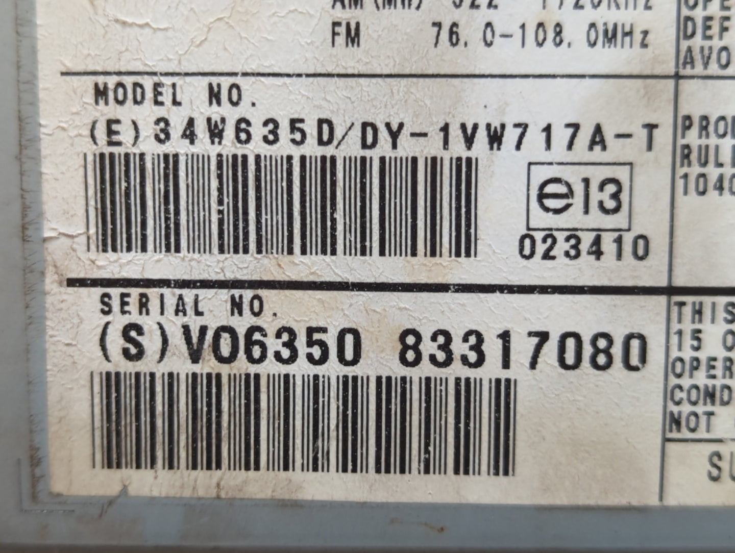 2008 Volvo V40 Radio AM FM Cd Player Receiver Replacement P/N:31260527 Fits Fits 2007 2009 2010 OEM Used Auto Parts - Oemuse