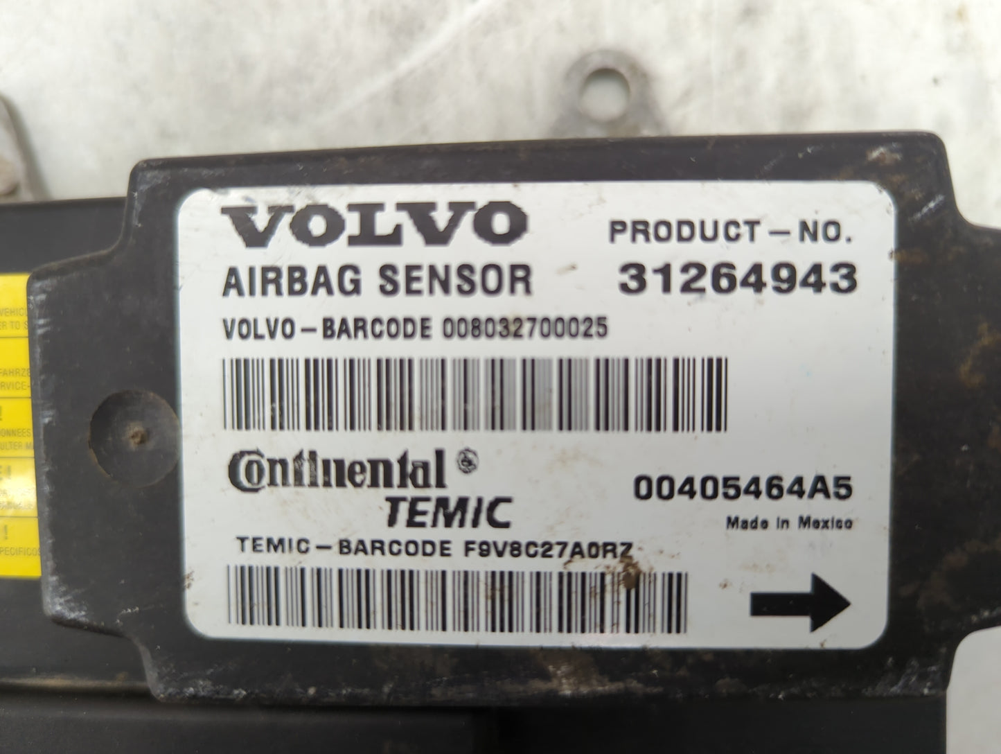 Volvo V70 Safety Restraint Srs Airbag Control Module 31264943|00405464a5 - Oemusedautoparts1.com