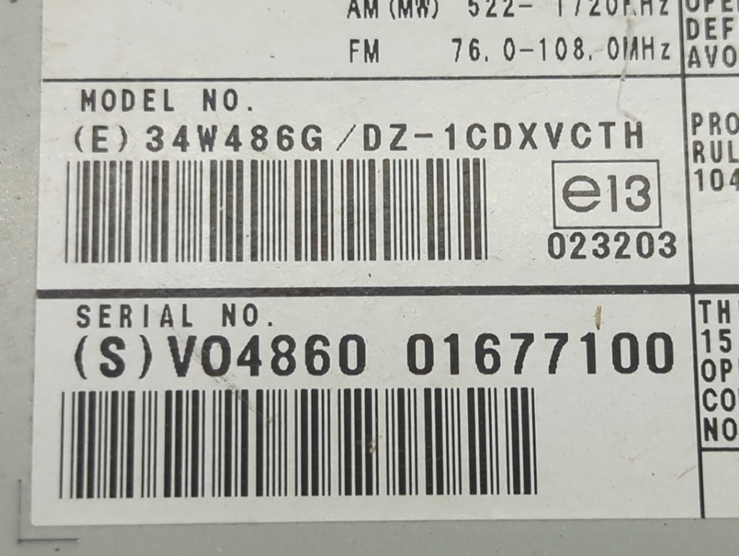 2008-2010 Volvo V70 Radio AM FM Cd Player Receiver Replacement Fits Fits 2007 2008 2009 2010 OEM Used Auto Parts - Oemusedau