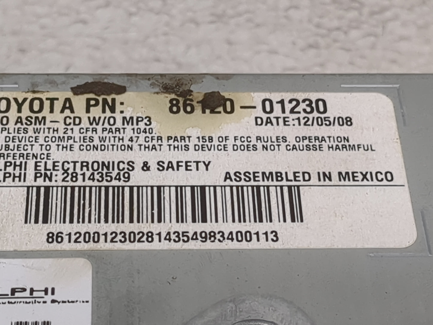 2009 Vibe Radio AM FM Cd Player Receiver Replacement Fits Fits 2010 OEM Used Auto Parts - Oemusedautoparts1.com