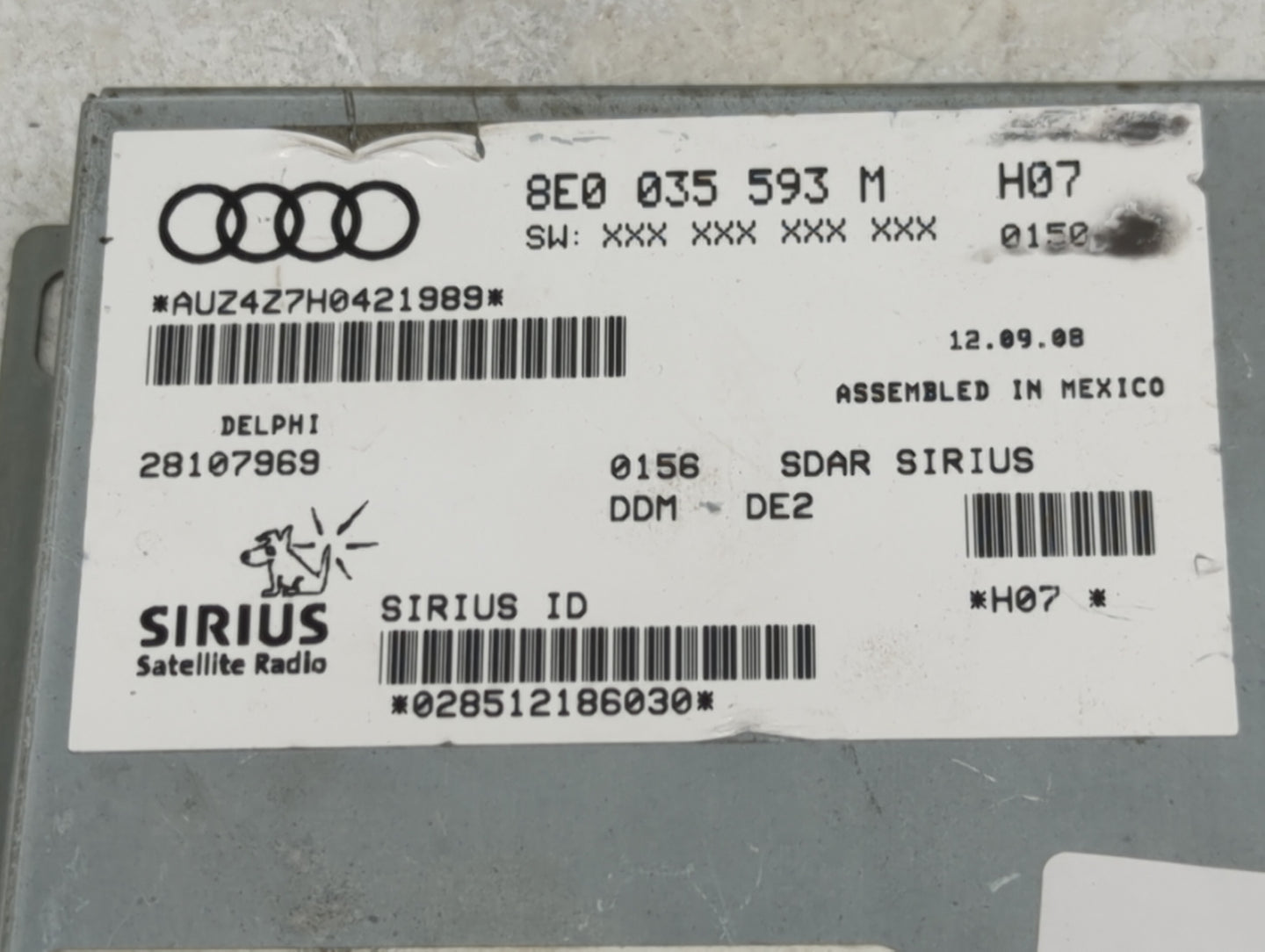 2009 Audi A3 Radio AM FM Cd Player Receiver Replacement P/N:8E0035593M 28107969 Fits OEM Used Auto Parts - Oemusedautoparts1