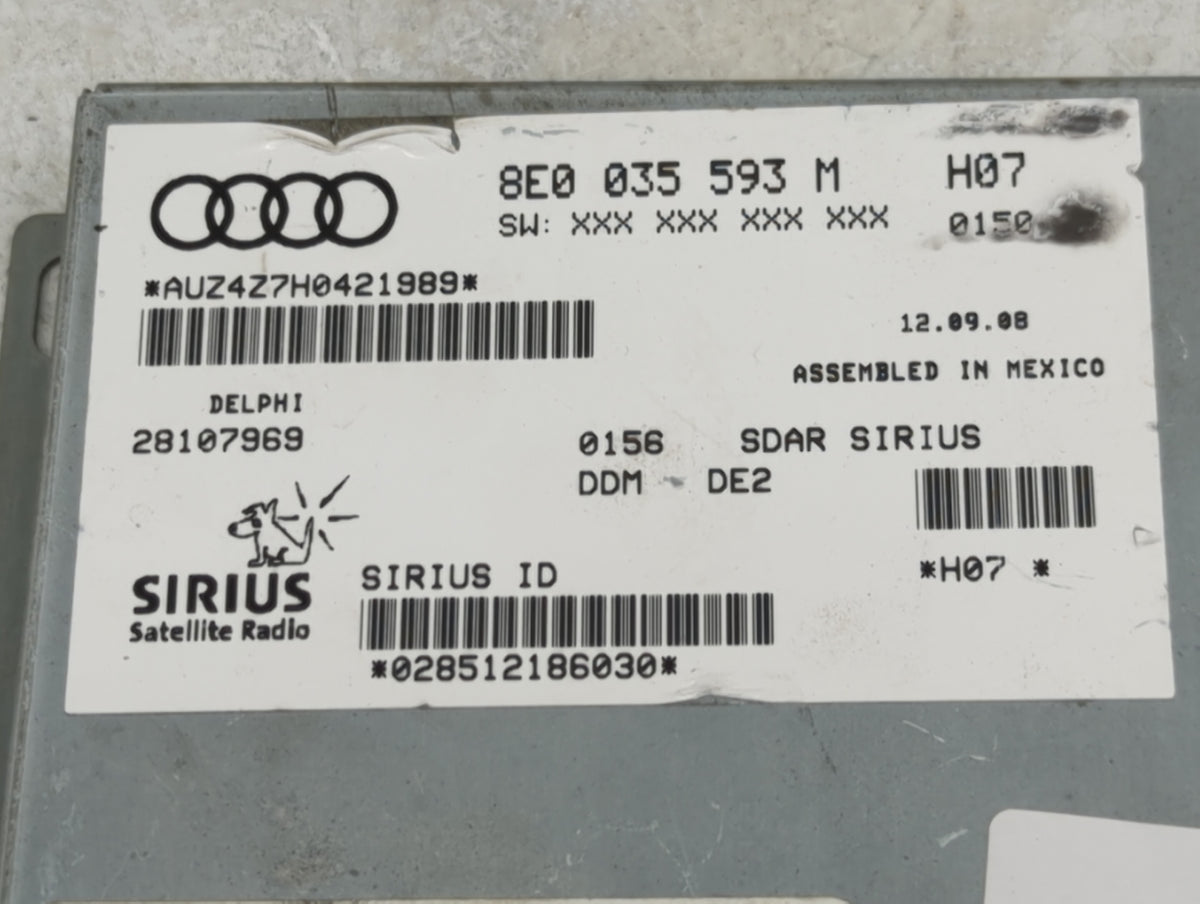 2009 Audi A3 Radio AM FM Cd Player Receiver Replacement P/N:8E0035593M 28107969 OEM Used Auto Parts - Oemusedautoparts1.com