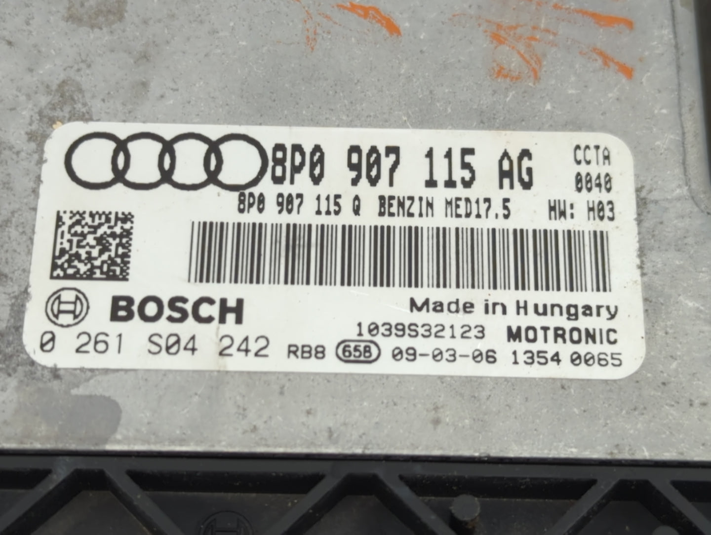 2009 Audi A3 PCM Engine Control Computer ECU ECM PCU OEM P/N:8P0 907 115 AG 0 261 S04 242 Fits OEM Used Auto Parts - Oemused
