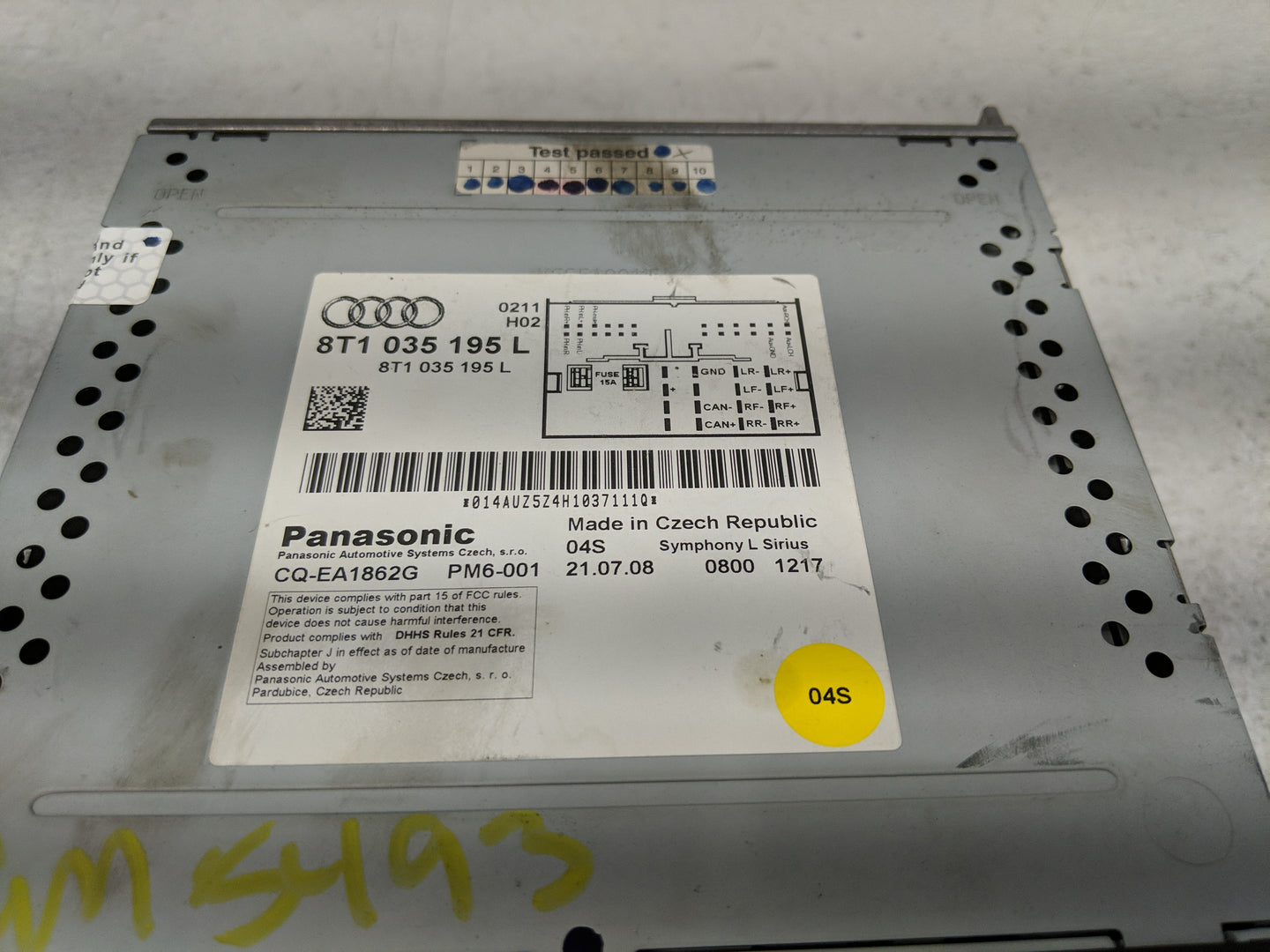 2009 Audi A4 Radio AM FM Cd Player Receiver Replacement P/N:8T1 035 195 L Fits OEM Used Auto Parts - Oemusedautoparts1.com