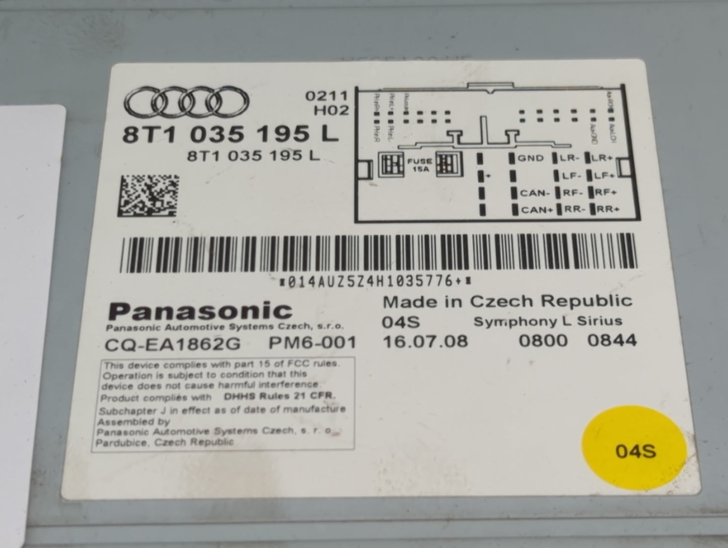 2009 Audi A4 Radio AM FM Cd Player Receiver Replacement P/N:8T1035195L CQ-EA1862G Fits OEM Used Auto Parts - Oemusedautopart