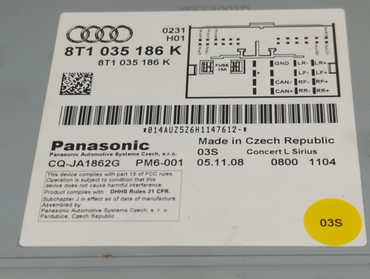 2009 Audi A4 Radio AM FM Cd Player Receiver Replacement P/N:8T1035186K CQ-JA1862G Fits OEM Used Auto Parts - Oemusedautopart