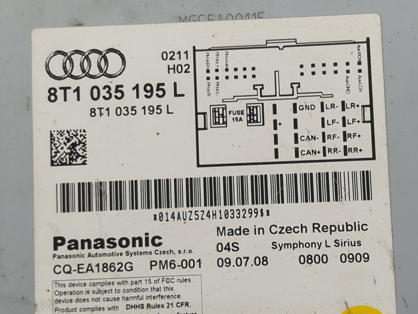 2009 Audi A4 Radio AM FM Cd Player Receiver Replacement P/N:8T1035195L CQ-EA1862G Fits OEM Used Auto Parts - Oemusedautopart