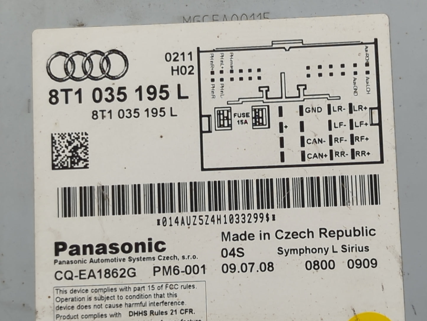 2009 Audi A4 Radio AM FM Cd Player Receiver Replacement P/N:8T1035195L CQ-EA1862G Fits OEM Used Auto Parts - Oemusedautopart