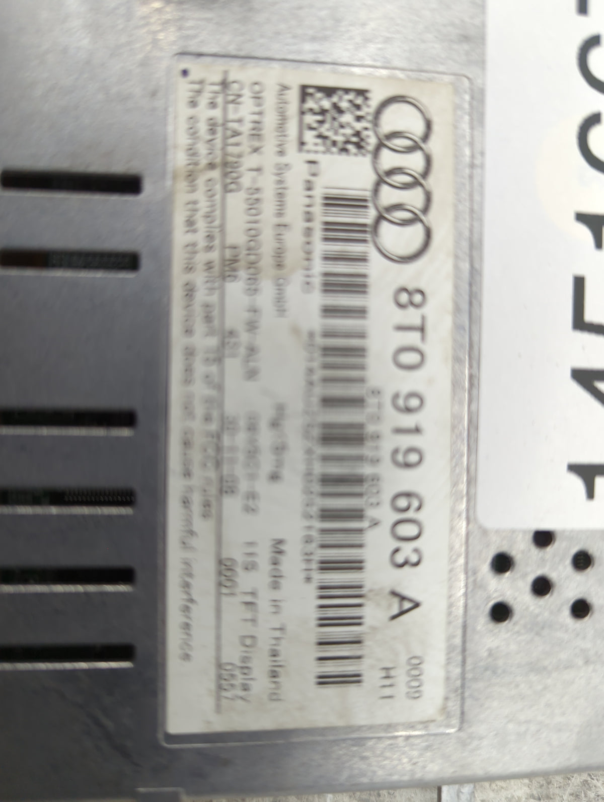 2009-2016 Audi A4 Information Radio Display Screen 1451667 - Oemusedautoparts1.com