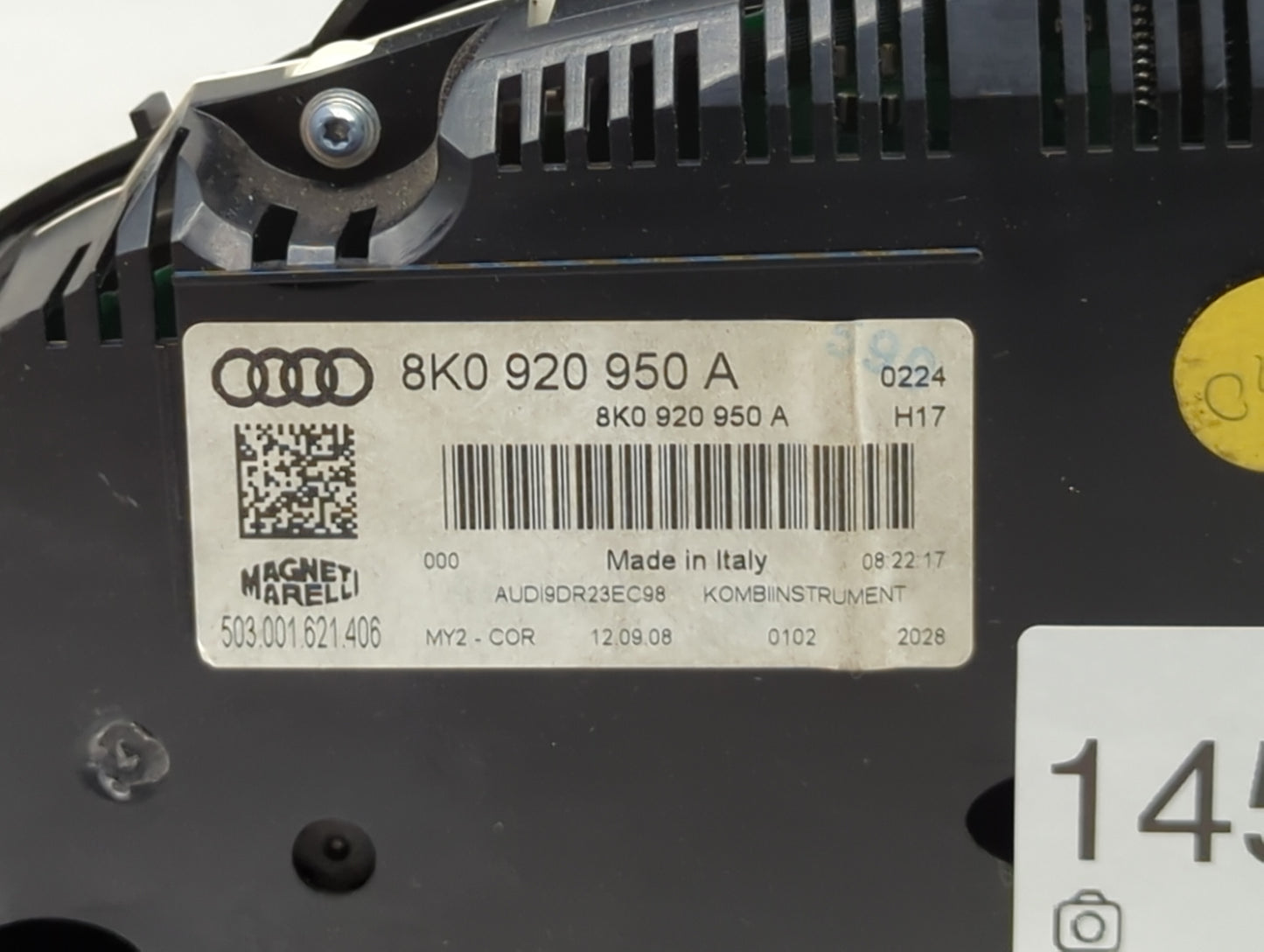 2009 Audi A4 Instrument Cluster Speedometer Gauges P/N:8K0920950A Miles:52K Fits OEM Used Auto Parts - Oemusedautoparts1.com