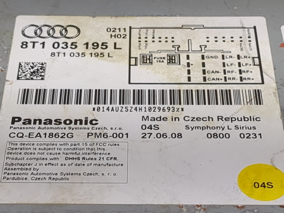2009 Audi A4 Radio AM FM Cd Player Receiver Replacement P/N:8T1035195L CQ-EA1862G Fits OEM Used Auto Parts - Oemusedautopart