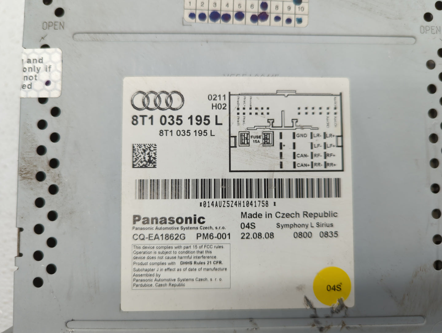 2009 Audi A4 Radio AM FM Cd Player Receiver Replacement P/N:8T1 035 195 L 8T1 035 195 AD, 8T1 035 186 R Fits OEM Used Auto P