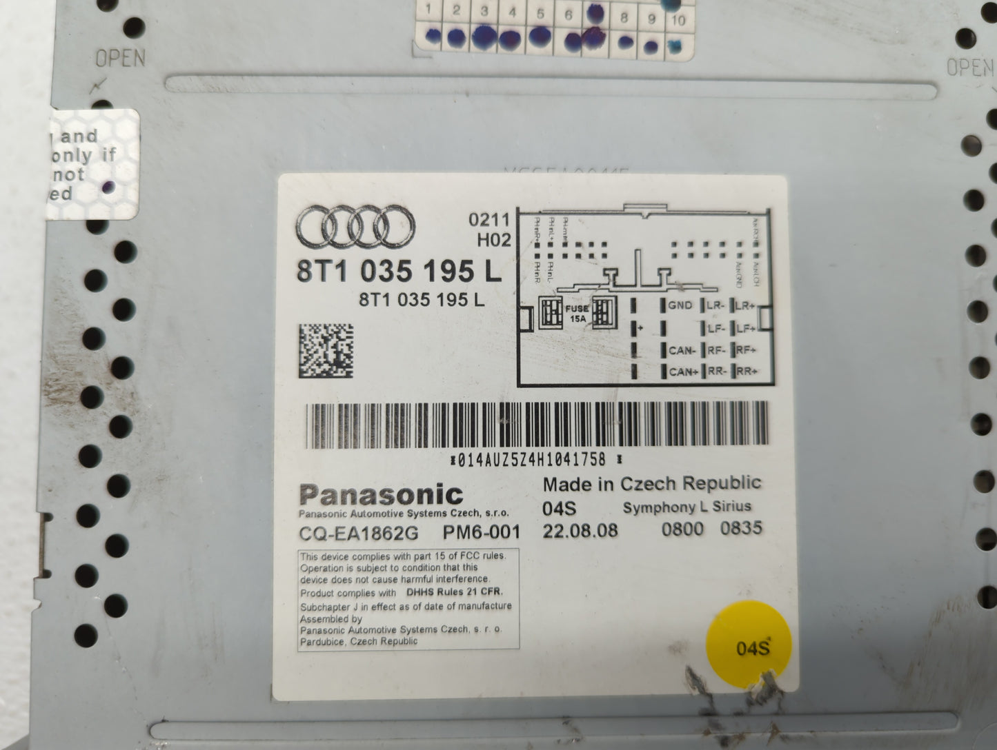 2009 Audi A4 Radio AM FM Cd Player Receiver Replacement P/N:8T1 035 195 L 8T1 035 195 AD, 8T1 035 186 R Fits OEM Used Auto P