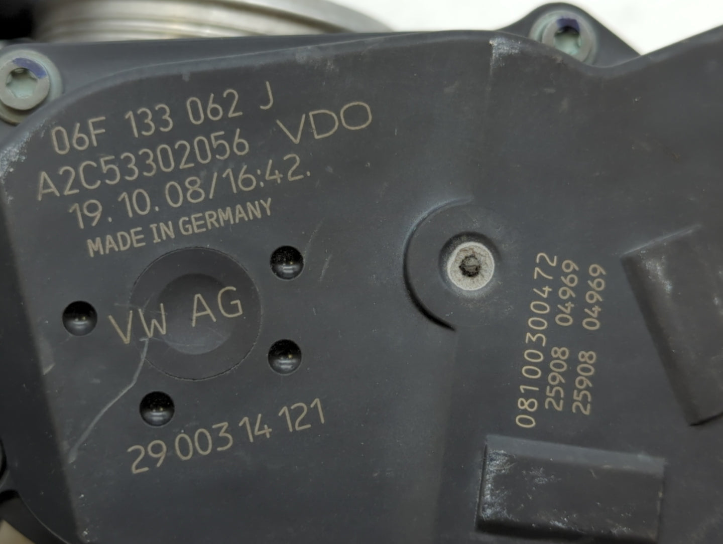 2005-2016 Audi A4 Throttle Body P/N:06F 133 062 G 06F 133 062 Q Fits OEM Used Auto Parts - Oemusedautoparts1.com