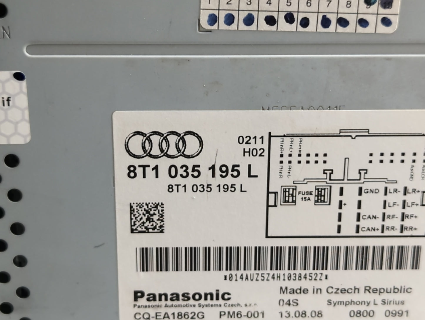 2009 Audi A4 Radio AM FM Cd Player Receiver Replacement P/N:8T1 035 195 L 8T1 035 195 AD, 8T1 035 186 R Fits OEM Used Auto P